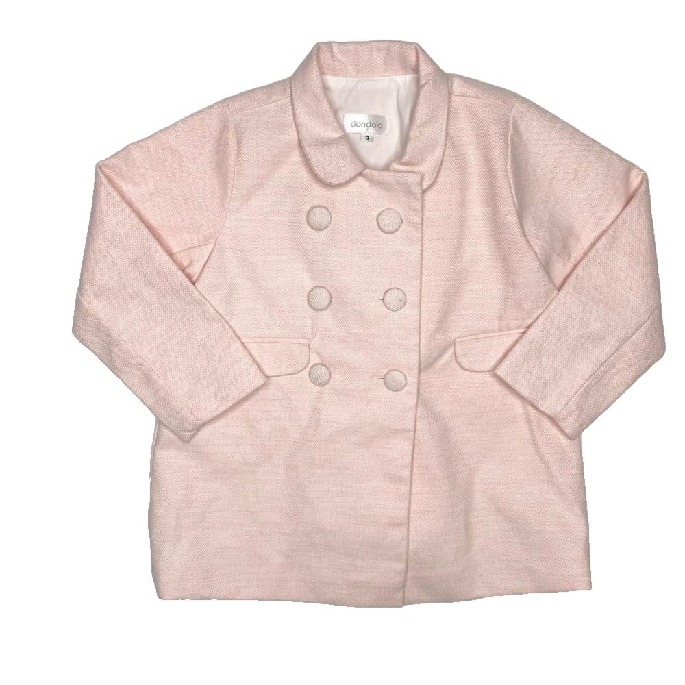Dondolo Toddler Girl 3T Pink Peacoat Bow on Back Classic Button Front
